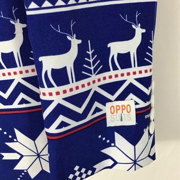 The Rudolph Deer Snowflake Blazer Jacket Red Blue White NWOT size 40 - Picture 4 of 7